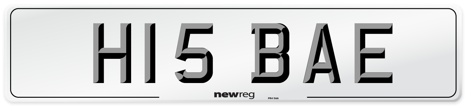 H15 BAE Number Plate from New Reg